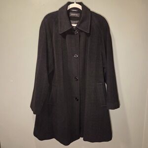 Jones New York Wool Alpaca Blend Button Up Full Length Women's Coat, Black